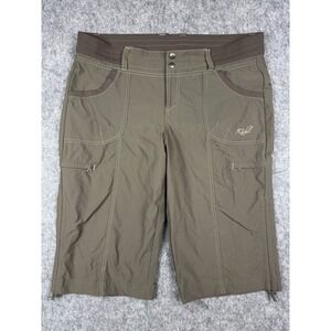 Kuhl Womens Hiking Shorts Sz 14 Brown Outdoor Performance Stretch 15" Inseam